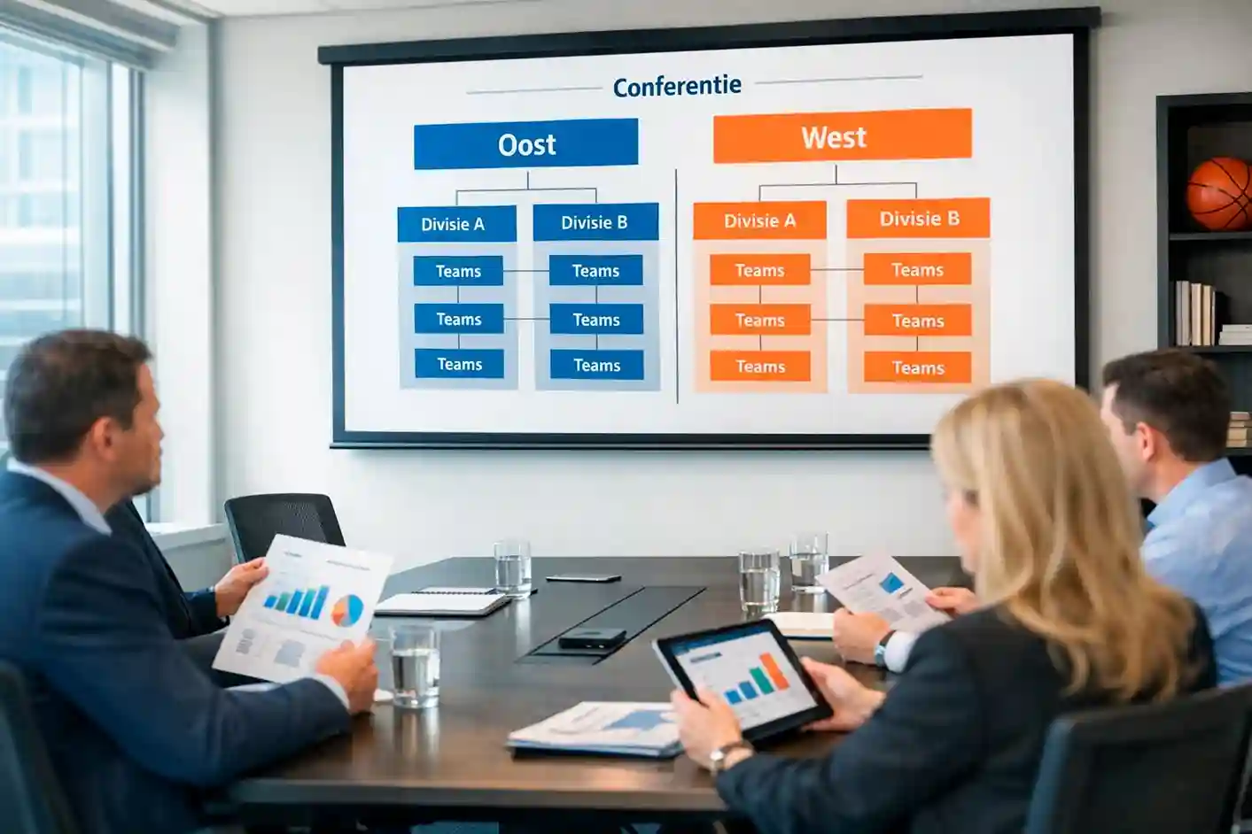 Overzicht van NBA-teams verdeeld over Eastern en Western Conference