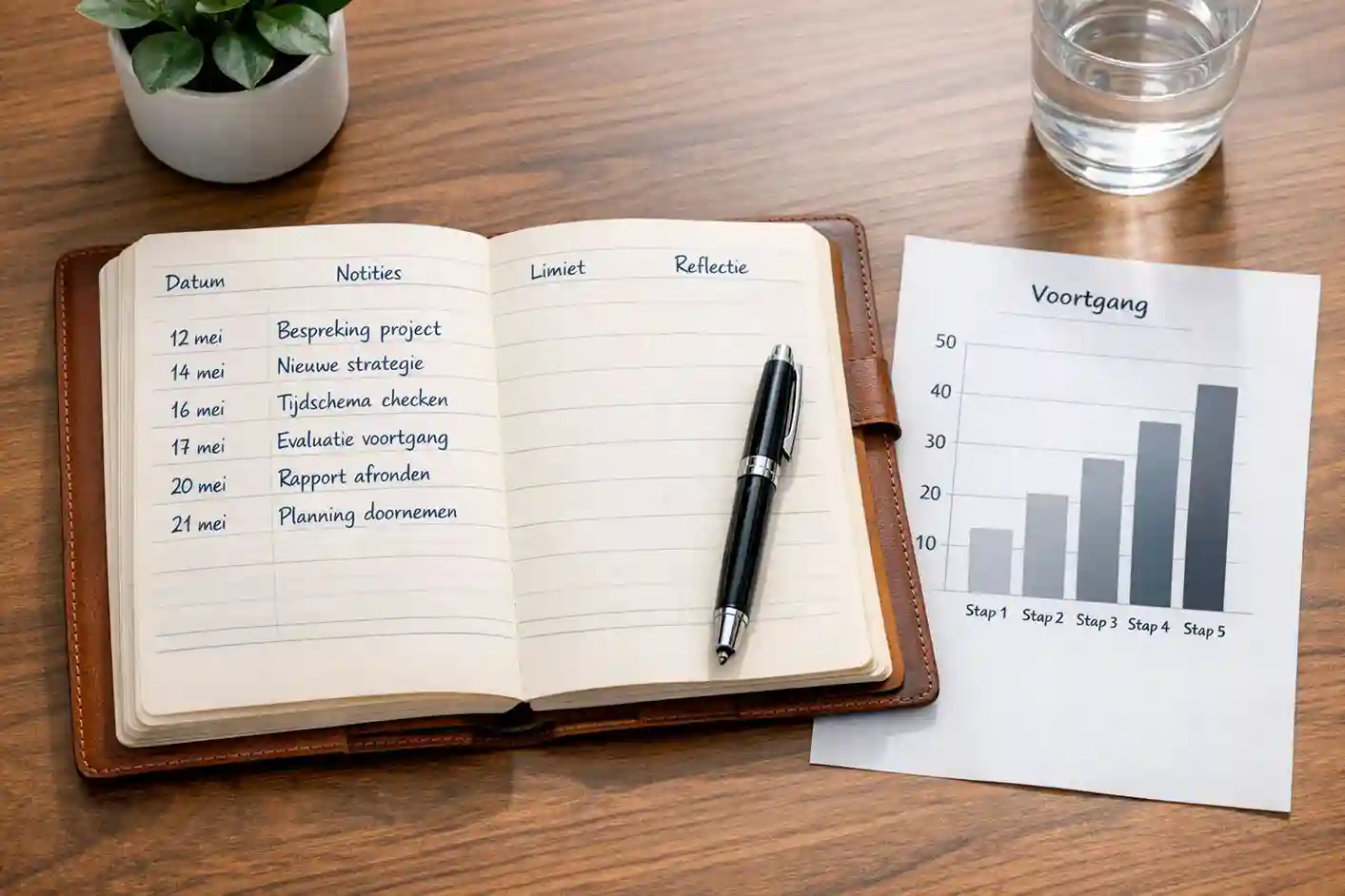 Notitieboekje met pen voor het bijhouden van weddenschappen en bankroll beheer